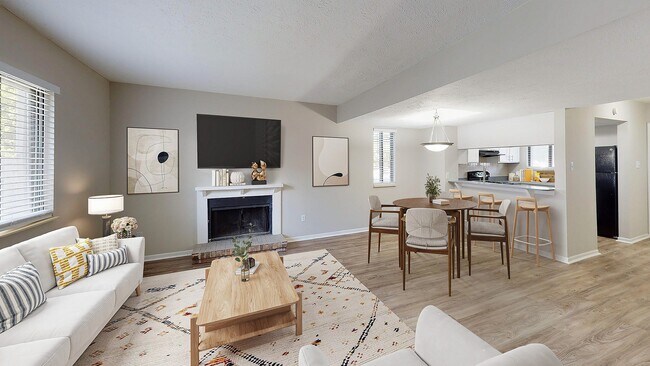 Living Room with Fire Place - Avery Point Apartments