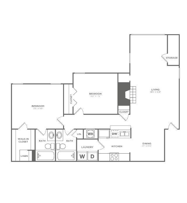 Two Bedroom Two Bath (1,151 SF) - Two Bedroom Two Bath (1,151 SF)
