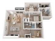 Plan D1 | 2 bedroom + den, 2 bathroom