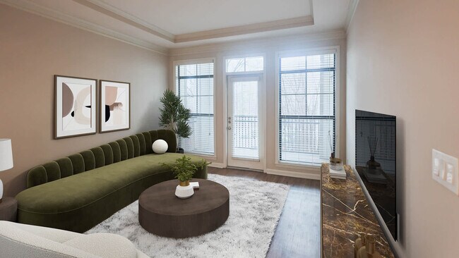 Sala de estar con suelo de superficie dura - The Drexel Collective