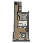Anthony W: 1 Bedroom x 1 Bath Apartment Floorplan at Depot Square Flats, Batesville, Indiana 47006