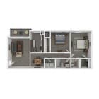 Terrace View 2x1.5 Apartment 3D