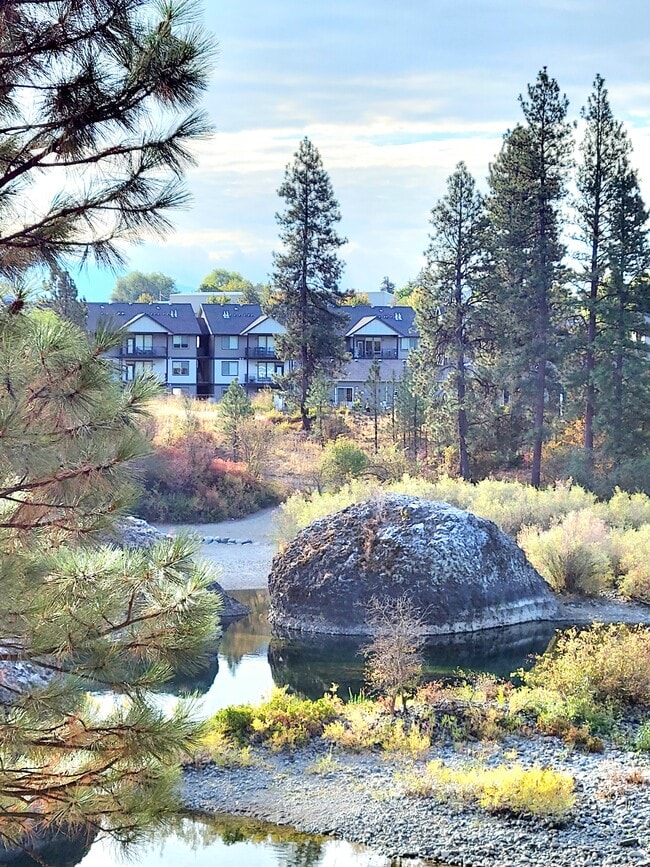 View of the apartments from the river - Riverside at Coyote Rock Rental