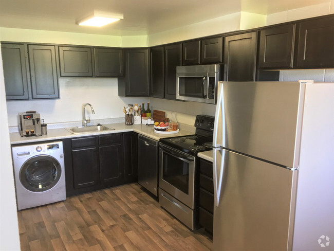 Kitchen with Washer/Dryer Combo - Park Central Rental