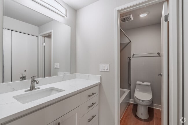 2BR, 2BA - 1000SF - Primary Bathroom - Martine Apartments