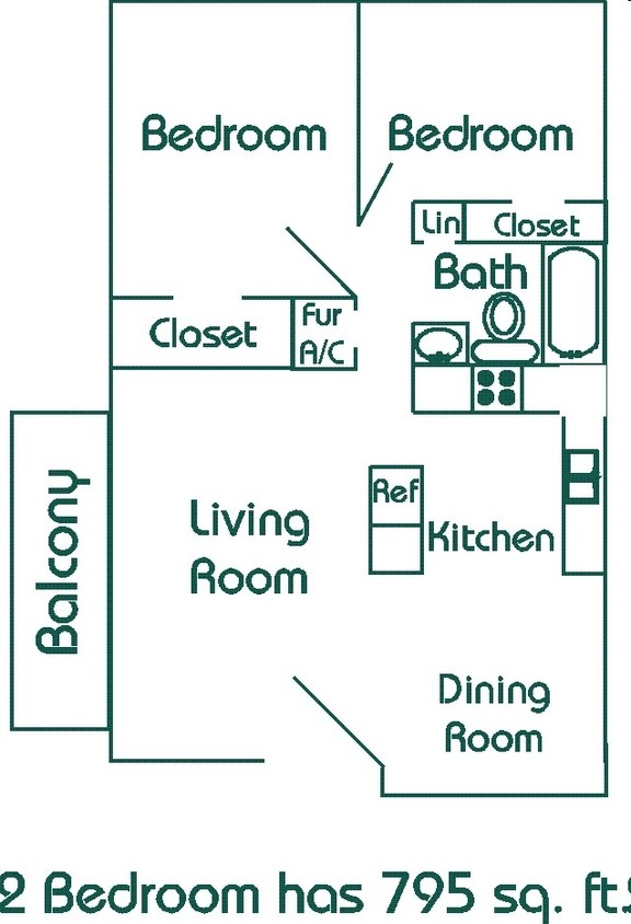 2BR/1BA - 2 Bedroom