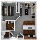 1 Bedroom 1 Bathroom Apartment Floorplan