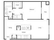 A1 Floorplan: 1 Bedroom, 1 Bathroom