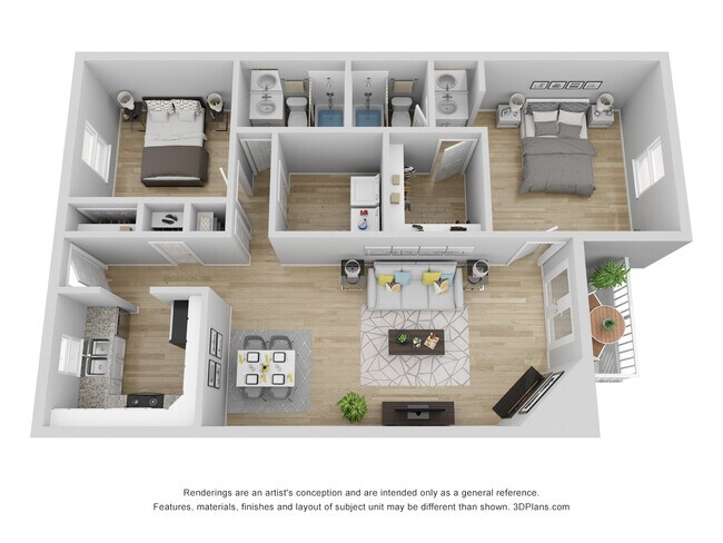 Upgraded 2 Bedrooms, 2 Baths, 1000 sf - 3D Furnished