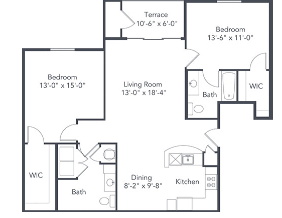 Floor Plan - 2 Bedroom Craftsman
