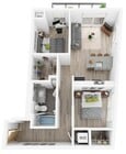 Plano E | 2 camas, 1 baño