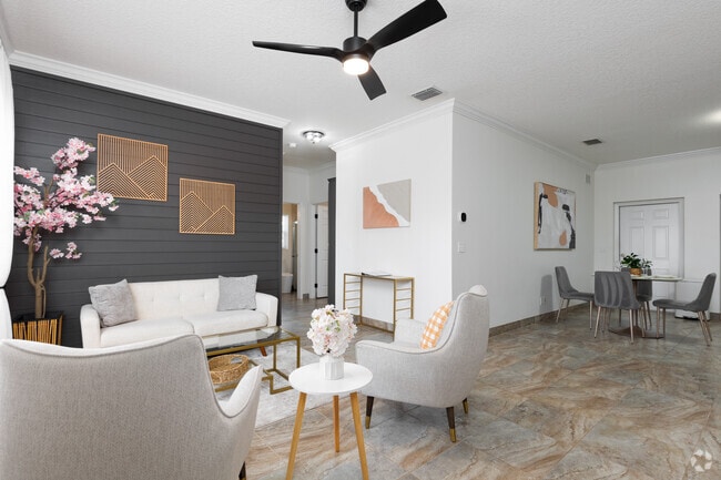 2BR, 2BA - 1,152SF - Living Room/Dining Room