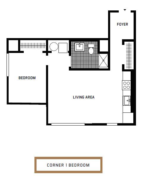 Floor Plan - High-Crown Corner 1BR