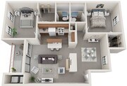 Two Bedrooms, Two Bathrooms, 1033 sqft, Full-Sized Washer/Dryer Connections, Fireplace, Two Walk-in Closets, Vaulted Ceiling in Selected Units