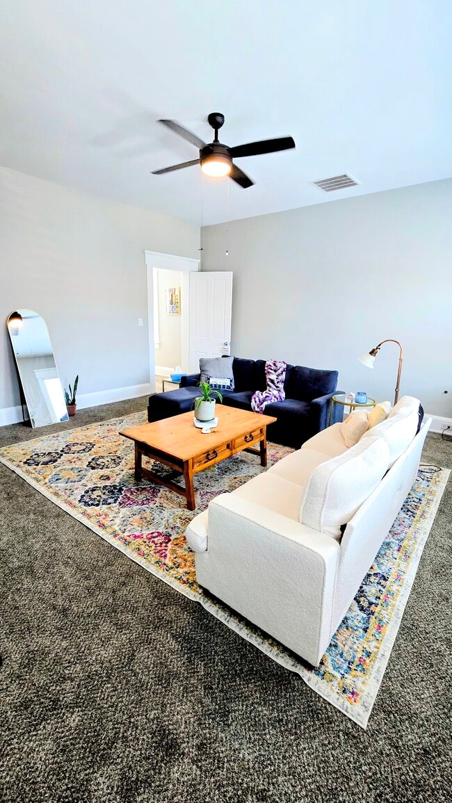 Large living room with natural light