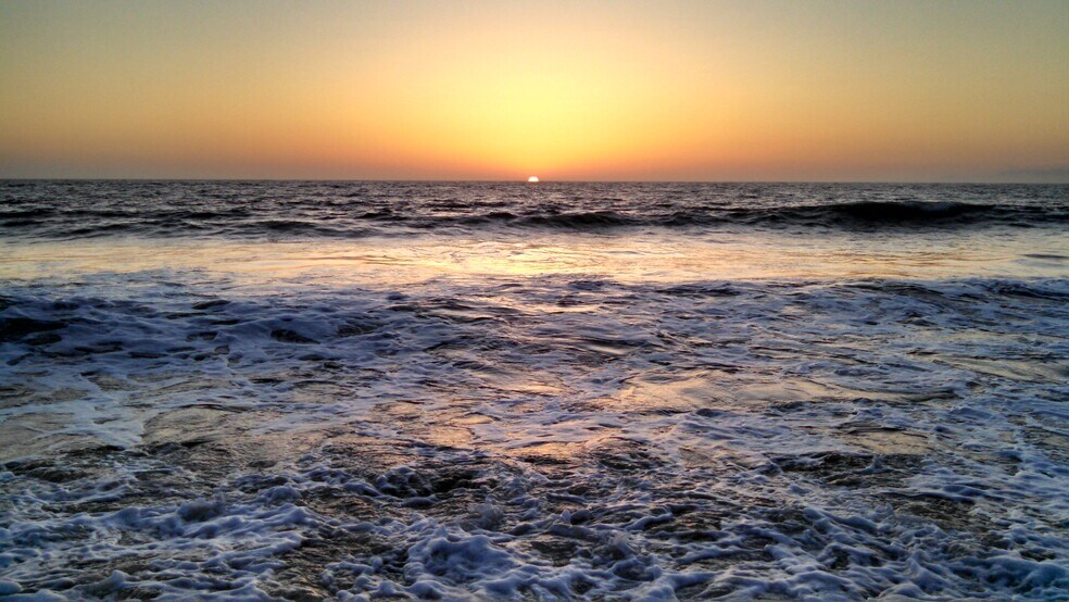 Sunset from front of building