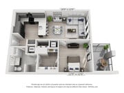 One Bedroom One Bath Penthouse (865 SF)