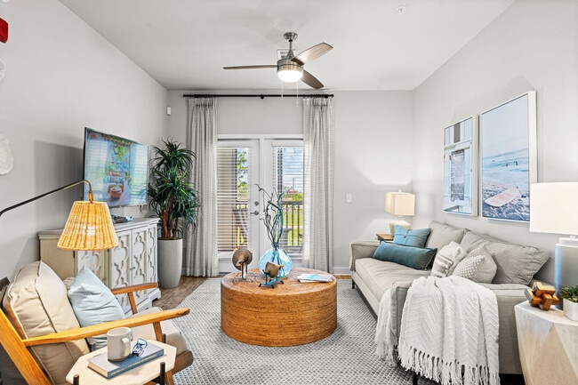 Two bedroom apartment living room at Mexico Beach Crossings