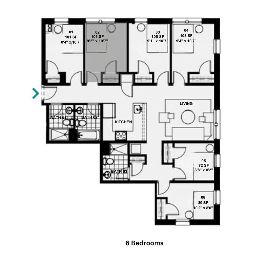 Floor Plan - Co-Living 001-Room 2