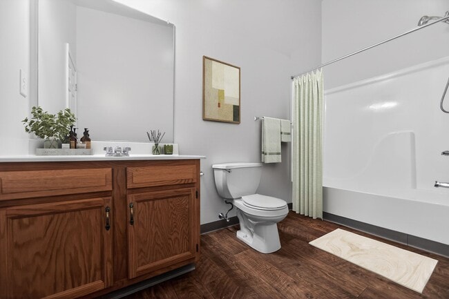 Welcome to a serene retreat at Mansions at Delmar, an Eagle Rock Community. This stylish bathroom features modern finishes, ample storage, and a calming atmosphere. Don't miss your chance to call this home. Schedule a tour today!