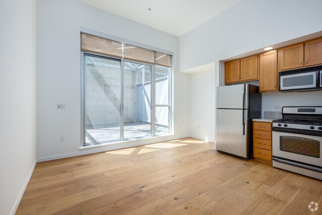 1BR, 1.5BA - 771SF - Living Room - The Cathedral Building