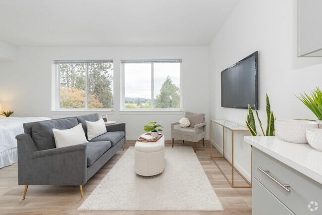 0BR, 1BA - 432SF Studio Living Room - Hermoso View Apartments