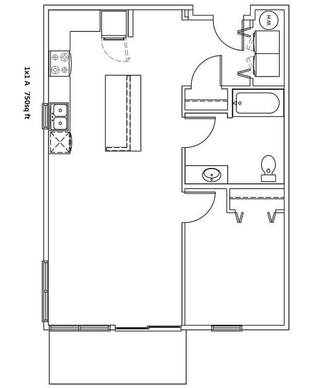 1BR/1BA 824 sqft