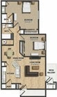 The Kennard is two-bedroom, two-bathroom home featuring an open concept layout, ample storage, and a private patio or balcony.