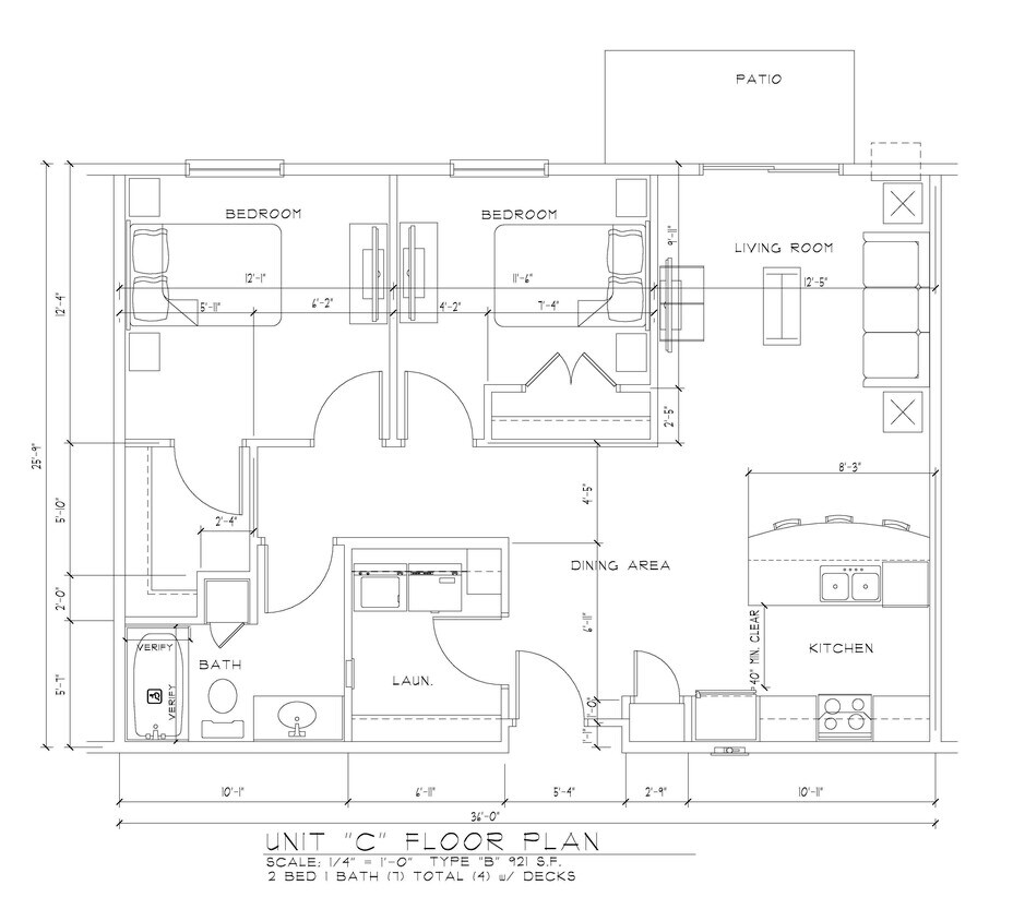 Floor Plan - 2 Bedroom 1 Bath