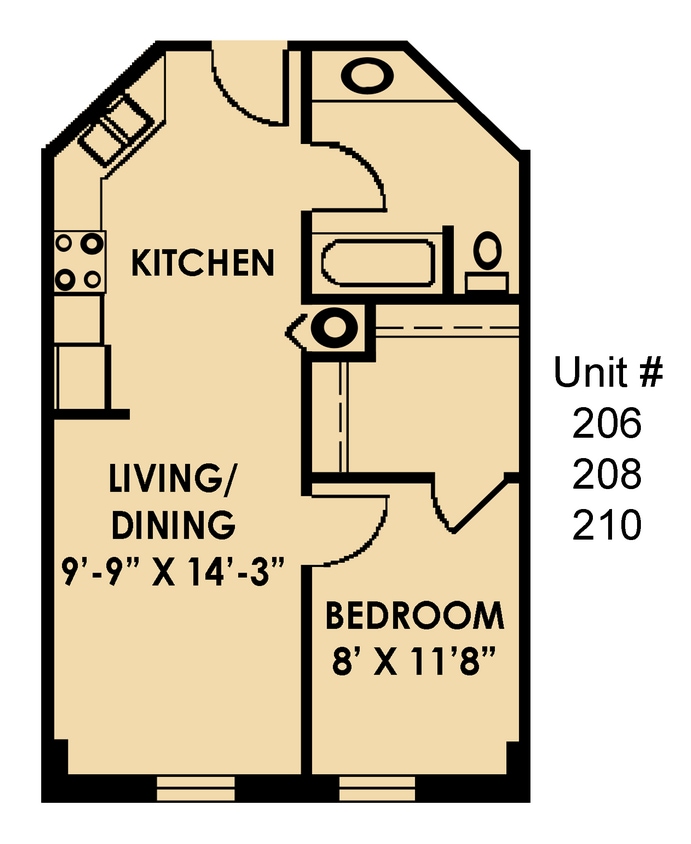 Floor Plan - Kress: 1 Bedroom