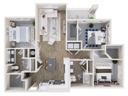 Plano de planta C1 de los apartamentos Ascend Brightleaf
