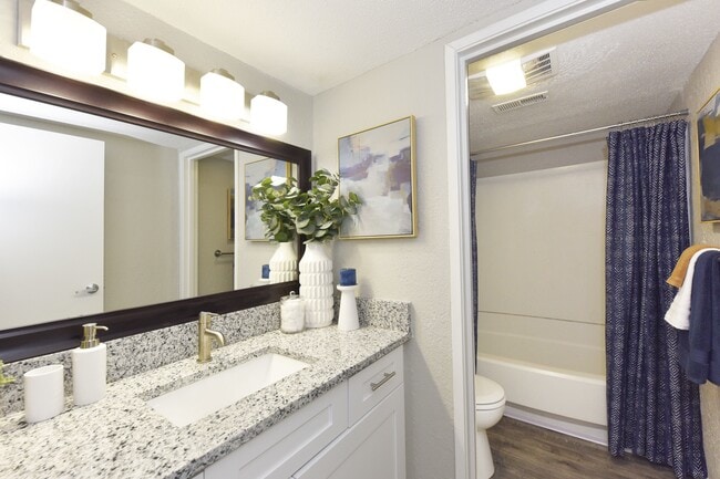 Spacious Bathroom + Granite Coutners