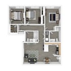 3 Bedroom 1108 SqFt_3D
