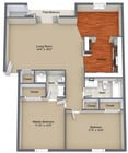 2BR, 2BA - 900 SF