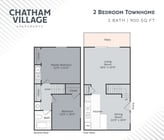 2BR 1BA 900 SF
