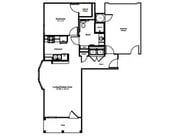 The Celebrity 2: 752 sq. ft. ADA-accessible layout with attached garage, bay window, open patio or balcony, and wide open spaces built for ease and comfort.