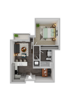 1A-2 One-Bedroom Floor Plan Layout
