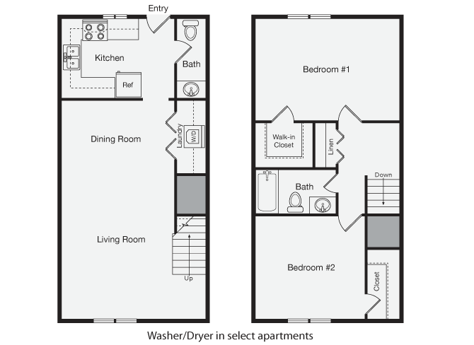 Floor Plan - 2 + 1.5 Townhome