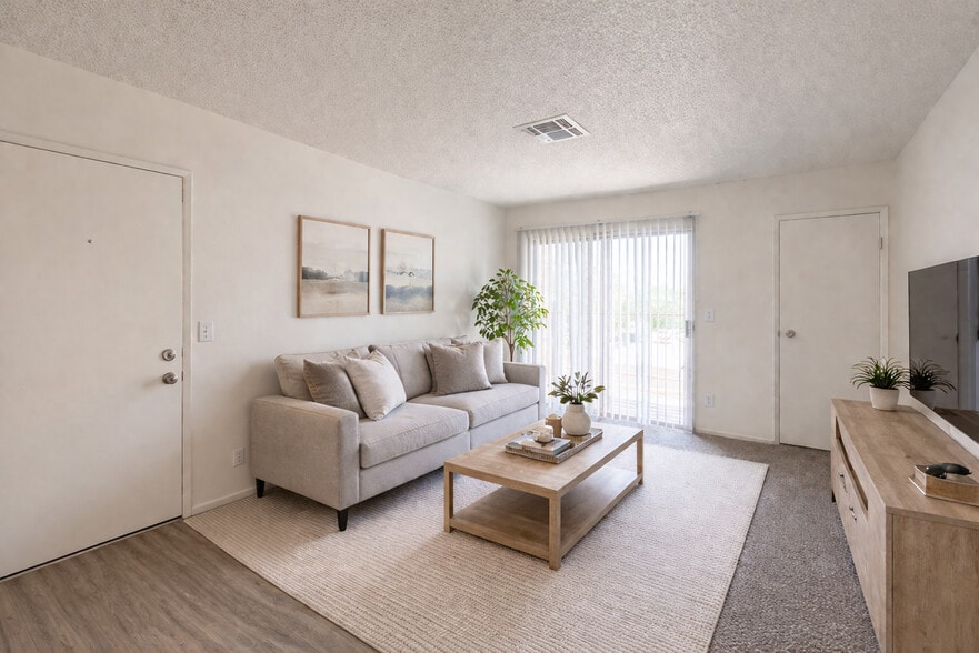 2BR, 1 BA - 750SF - Living Room - Virtually Staged