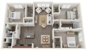 The Carlton Deluxe - Three Bedrooms Two Bathrooms 1350 sqft with Extended Living Area