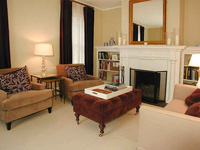 Study with working fireplace