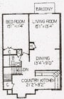 1 Bedroom with Country Kitchen