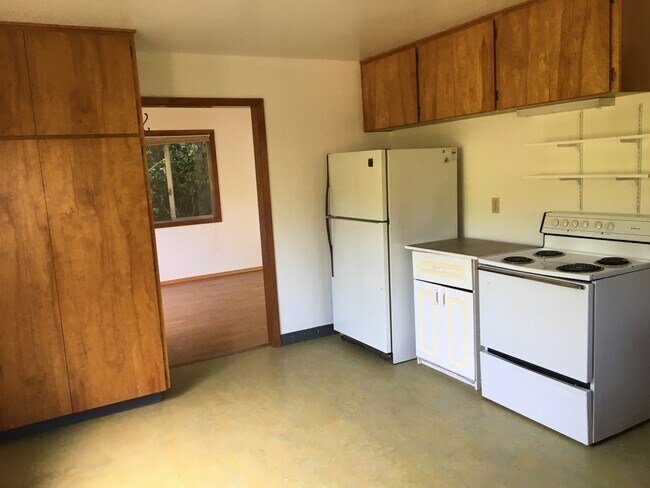 Cocina con nevera, fregadero, cocina y espacio de almacenamiento adicional. - 4219 Colver Rd Unidad Cottage