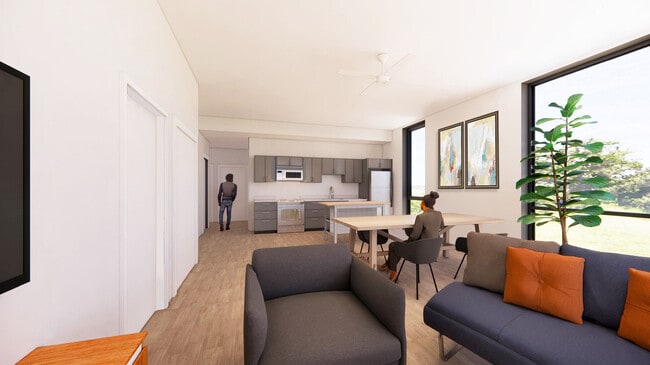 Living and dining room area