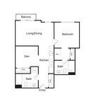 A16 | 1 bed 2 bath | 907 sq. ft.
