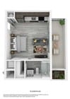 Explore the efficient design of this chic studio apartment, perfect for modern living.