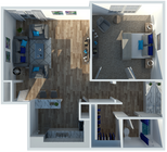 One Bedroom One Bathroom Premium Upgraded Floorplan