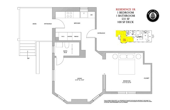 Apt 1r - floorplan - 4336 W Pine Blvd