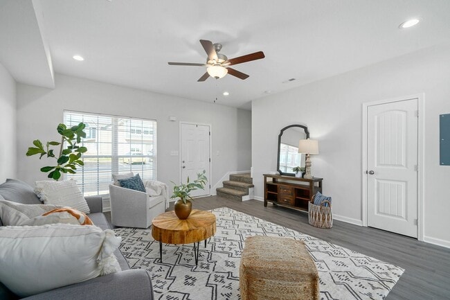 Spacious Living Room with Wood Style Flooring