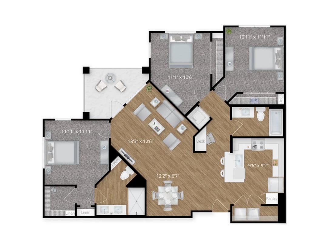 Experience modern living in this beautifully designed 3-bedroom floor plan. - C2